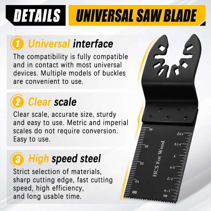 Vicsamer 6PCS Oscillating Tool Blades, Universal Wood Oscillating Multitool, Professional Oscillating Saw Blades, Quick Release Saw Blades for Dewalt, Milwaukee, Makita, Rockwell, Black&Decker, Craftsman - Image 3